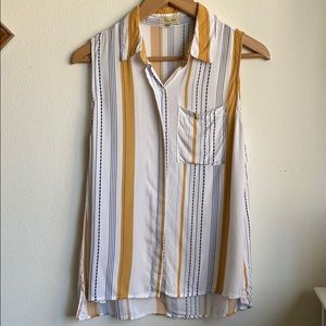 Sleeveless striped button down blouse